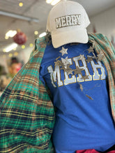 Load image into Gallery viewer, MERRY FOIL Graphic T-shirt - Hand Screen Printed | BLUE