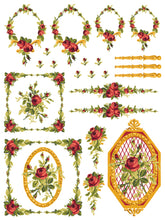 Load image into Gallery viewer, Petite Fleur Red Inlay by IOD (Pad of Four 12"x16" Sheets)