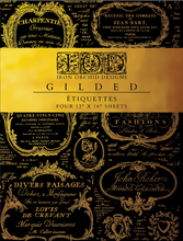 Load image into Gallery viewer, Etiquettes Gilded Decor Transfer™ by IOD (Pad of 4 - 12"x16" sheets)