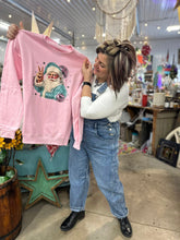 Load image into Gallery viewer, Disco Peace Giving Santa Sweatshirt - PINK