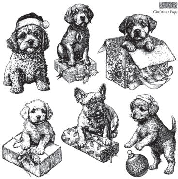 Christmas Pups 12x12 IOD Stamp