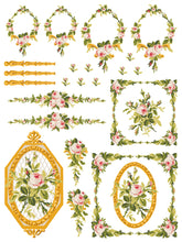 Load image into Gallery viewer, Petite Fleur Pink Inlay by IOD (Pad of Four 12&quot;x16&quot; Sheets)
