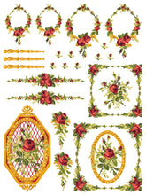 Load image into Gallery viewer, Petite Fleur Red Inlay by IOD (Pad of Four 12&quot;x16&quot; Sheets)
