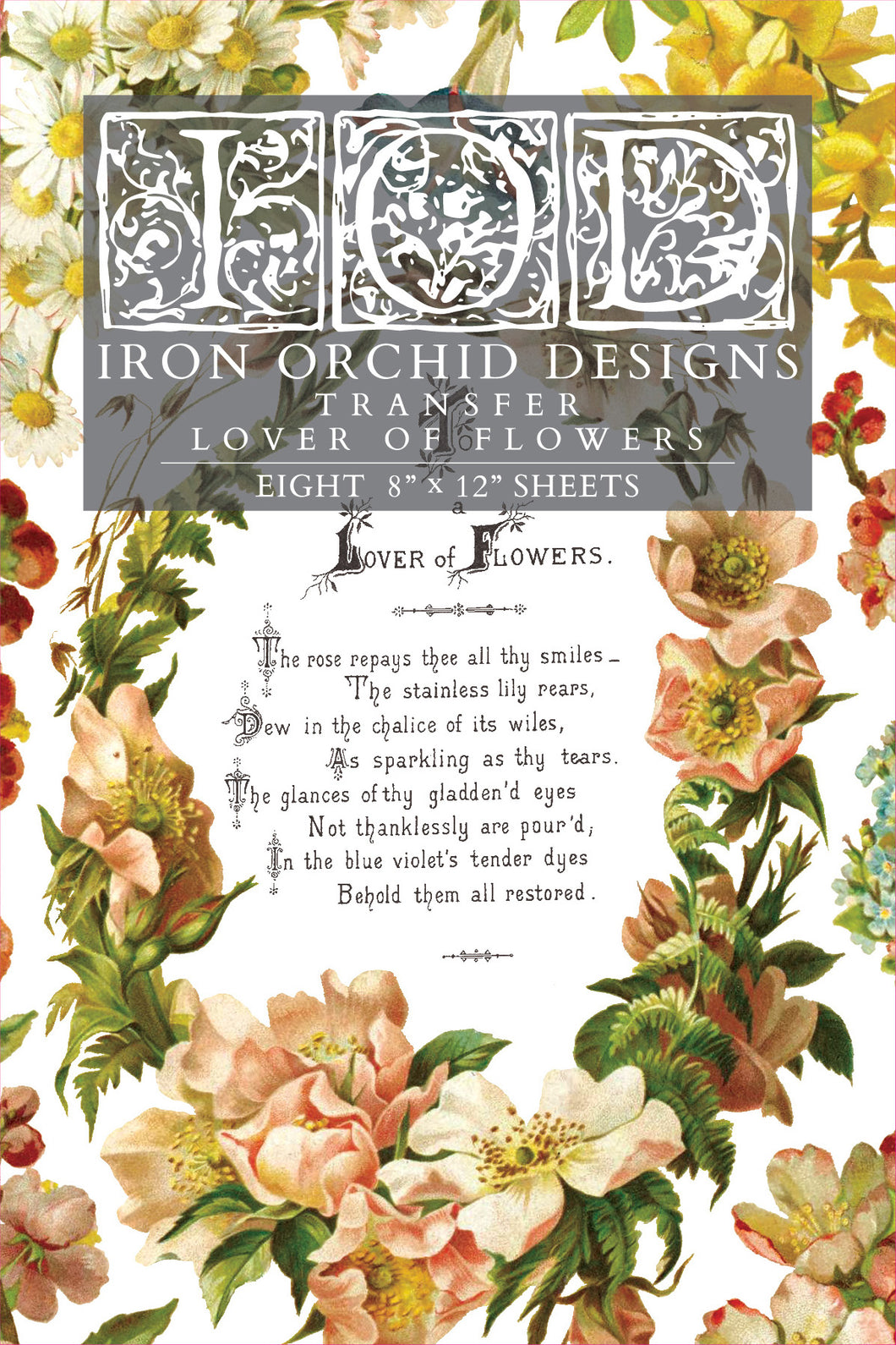 Lover of Flowers Decor Transfer™ by IOD (Pad of 8 - 8