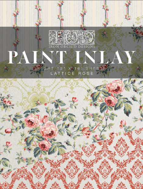 Lattice Rose Decor Paint Inlay™ by IOD (Pad of 8 - 12