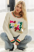 Load image into Gallery viewer, Merry &amp; Bright RAINBOW BAND X-MAS SWEATER | IVORY
