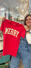 Load image into Gallery viewer, MERRY FOIL Graphic T-shirt - Hand Screen Printed | HEATHERED RED
