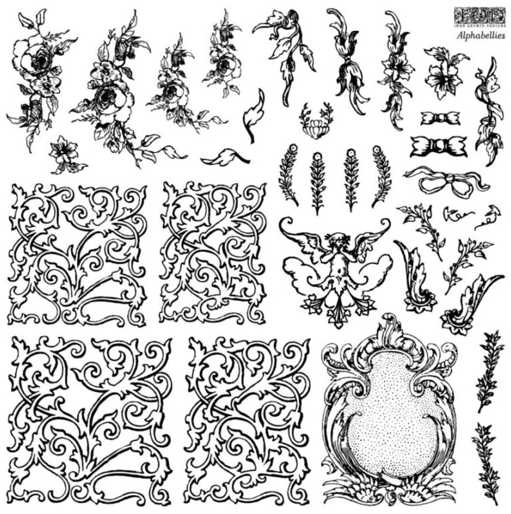 Iron Orchid Designs Alphabellies Décor Stamp 12×12