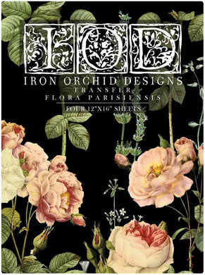 Iron Orchid Designs Flora Parisiensis Decor Transfer Set (pad of 4- 12