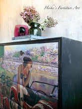 Load image into Gallery viewer, Lady and a Red Car - Mint by Michelle Decoupage Paper
