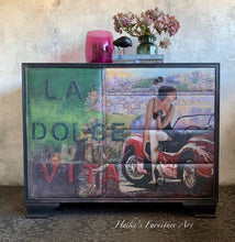 Load image into Gallery viewer, Lady and a Red Car - Mint by Michelle Decoupage Paper
