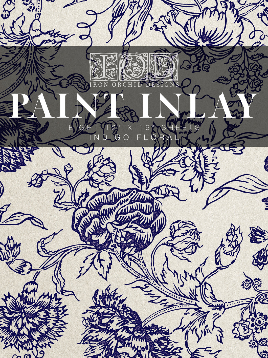 Iron Orchid Designs Indigo Floral Paint Inlay 12x16 Pad