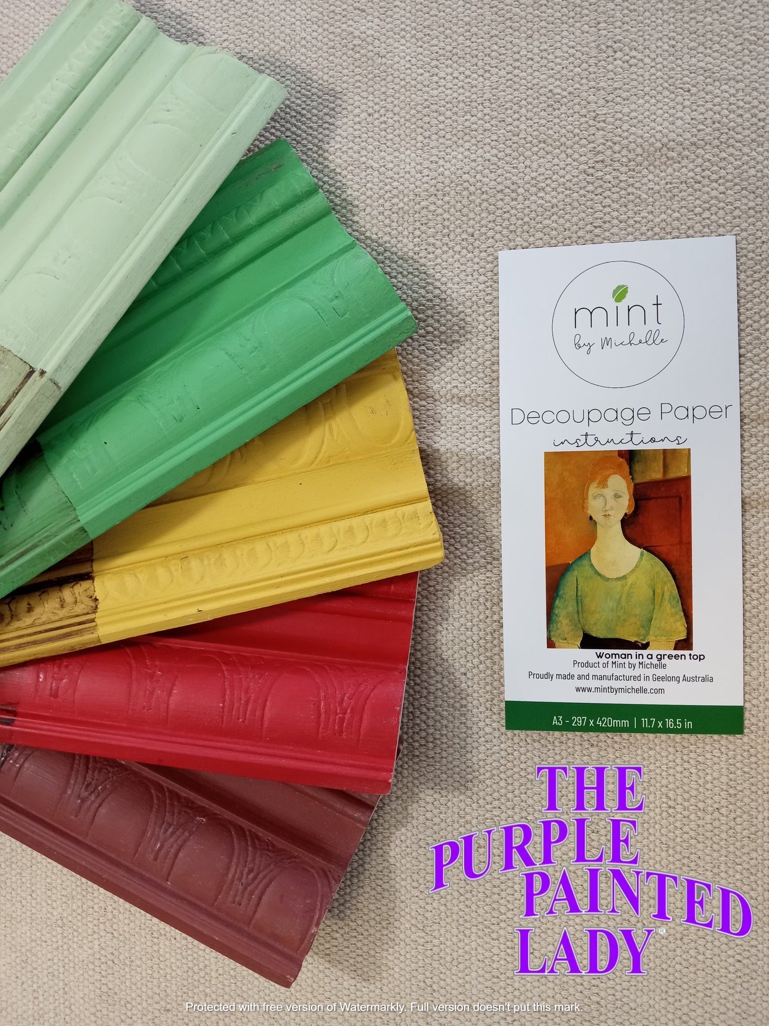 Woman in a Green Top - Mint by Michelle Decoupage Paper – The Purple ...