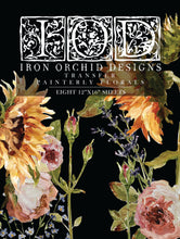 Load image into Gallery viewer, Iron Orchid Designs Painterly Florals Decor Transfer Set (pad of 8- 12&quot;x16&quot; sheets)
