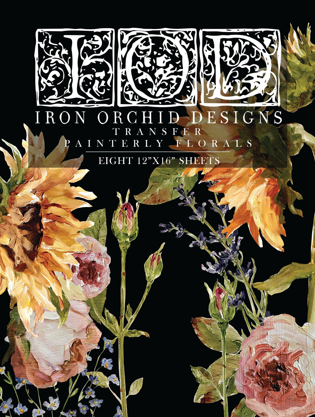 Iron Orchid Designs Painterly Florals Decor Transfer Set (pad of 8- 12