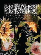 Iron Orchid Designs Painterly Florals Decor Transfer Set (pad of 8- 12